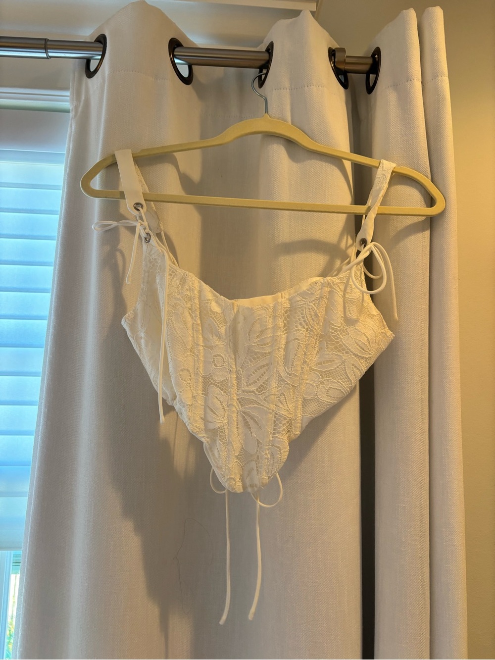 For Love & Lemons White Lace Tie-Side Bikini Panty